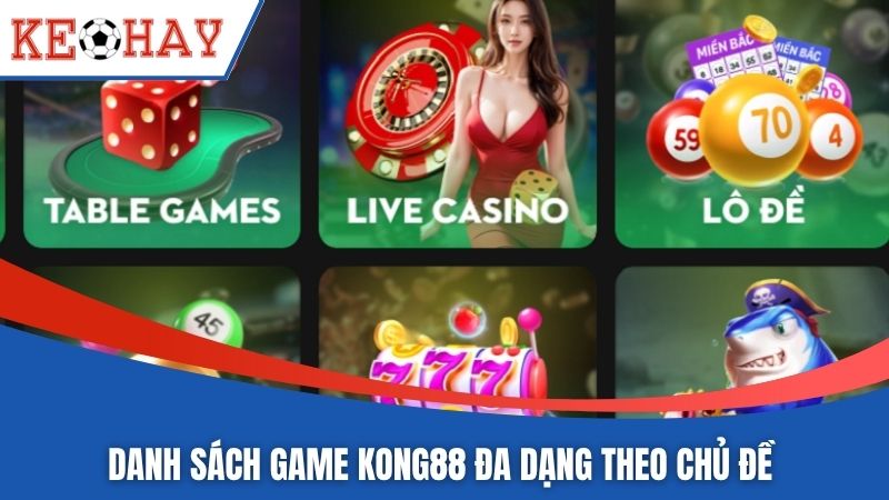 Danh sách game KONG88 đa dạng theo chủ đề